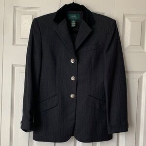 Lauren Ralph Lauren Gray Blazer Velvet Lapel with Silver Crest Buttons Size 4